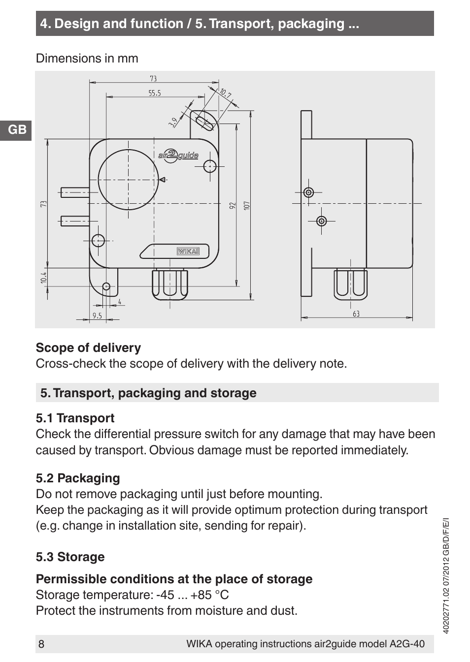 WIKA A2G-40 User Manual | Page 8 / 44