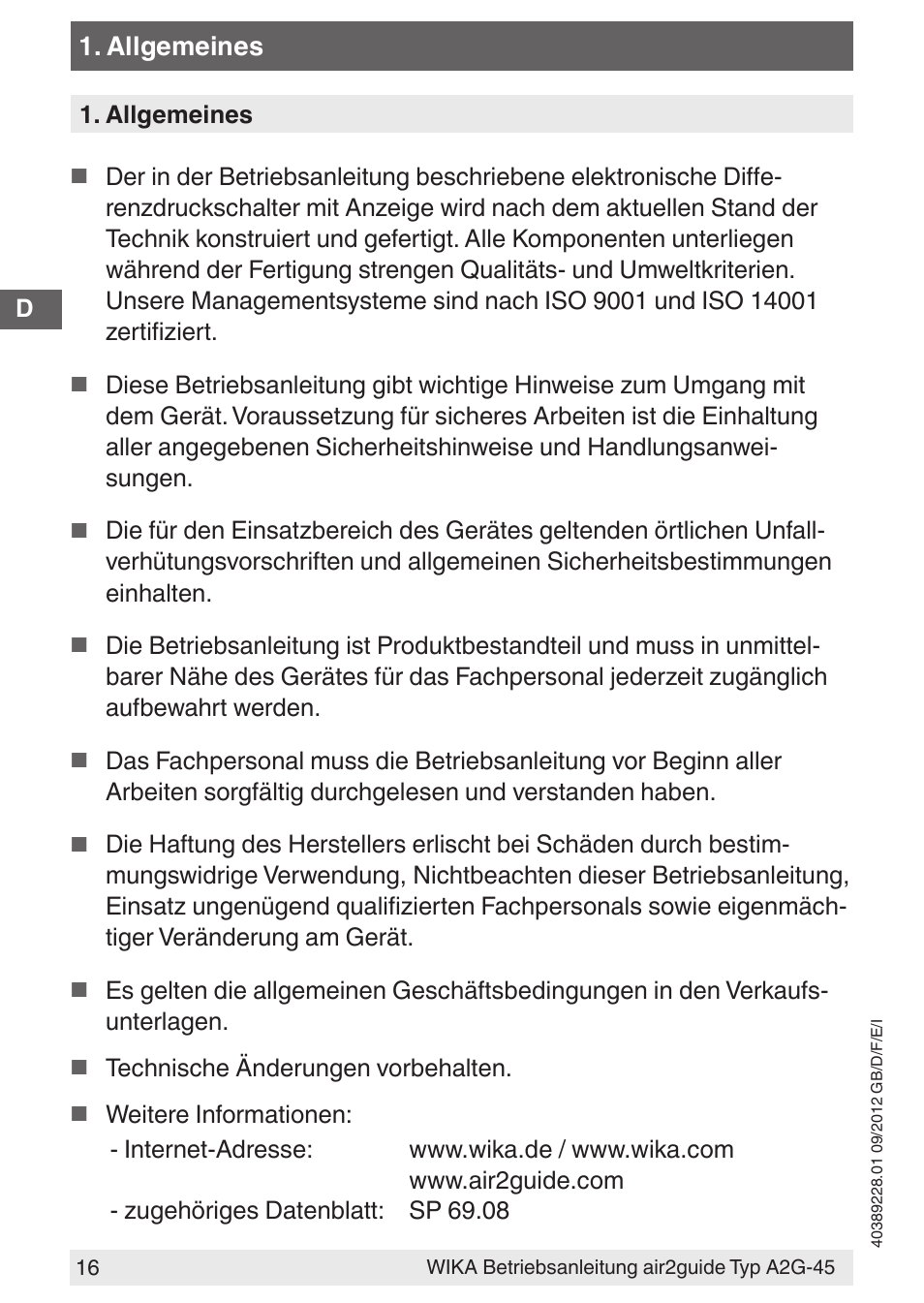 WIKA A2G-45 User Manual | Page 16 / 64