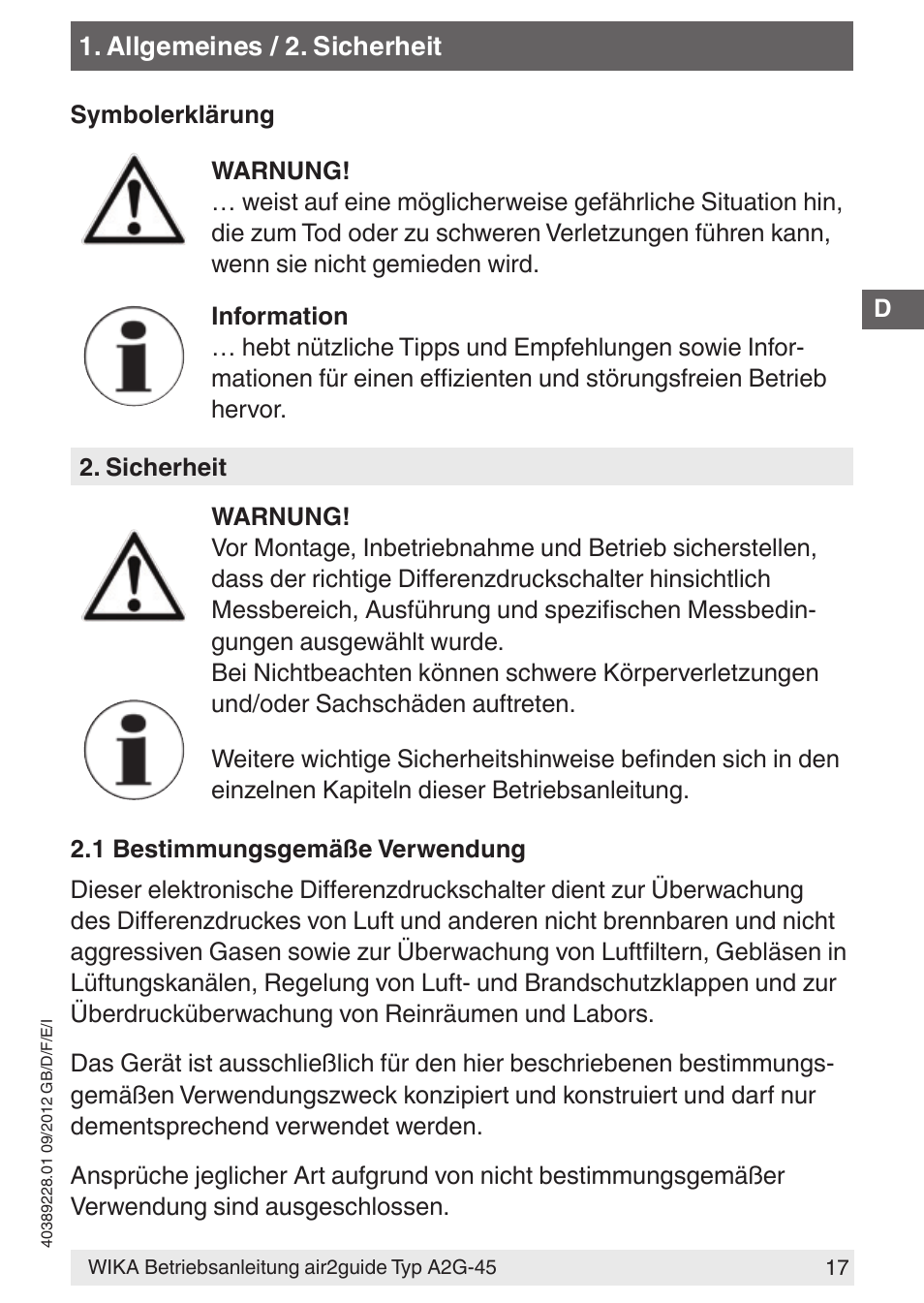 WIKA A2G-45 User Manual | Page 17 / 64