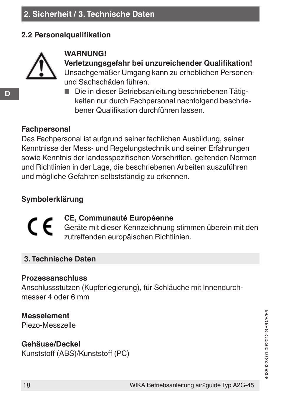 WIKA A2G-45 User Manual | Page 18 / 64