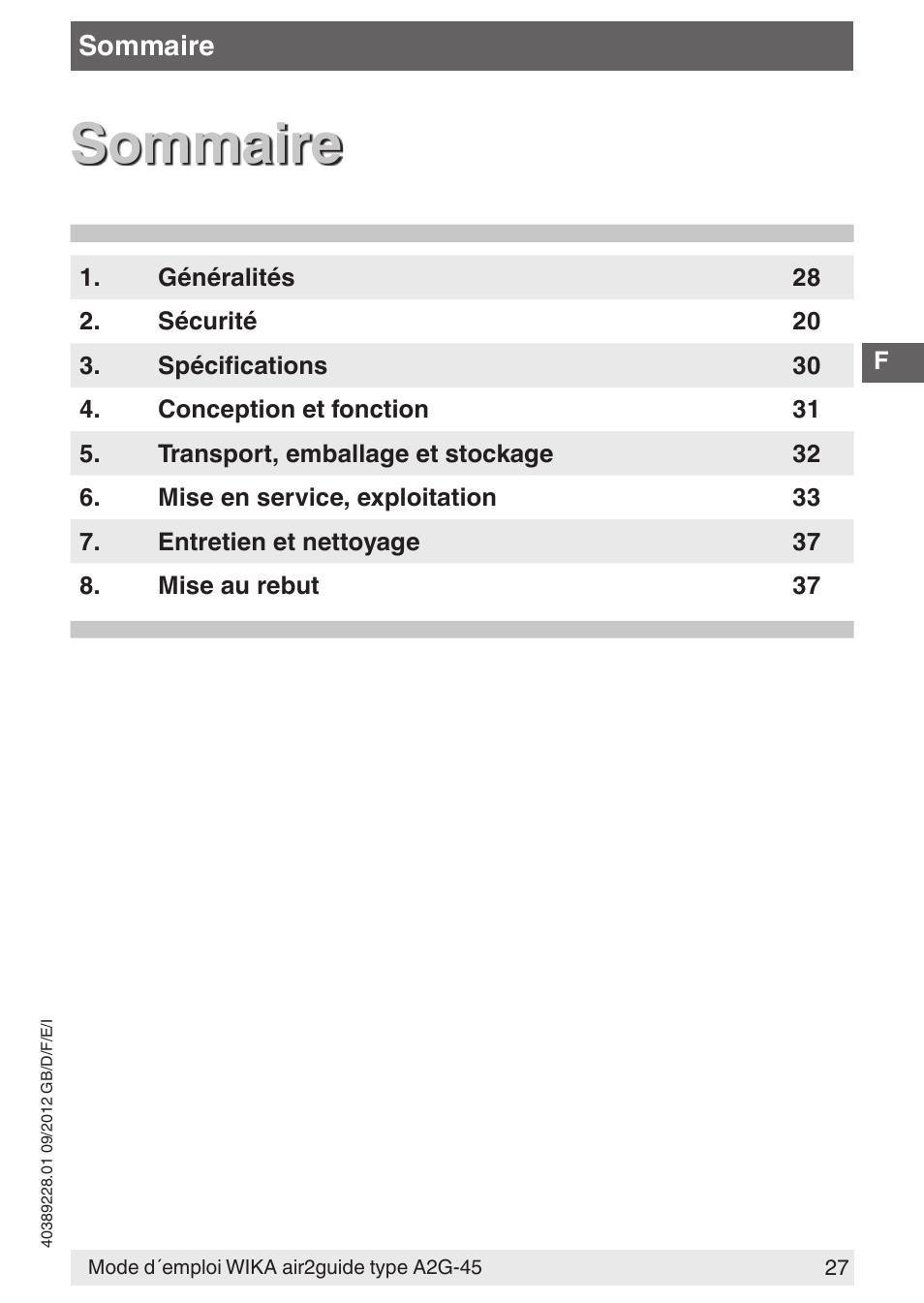 Sommaire | WIKA A2G-45 User Manual | Page 27 / 64