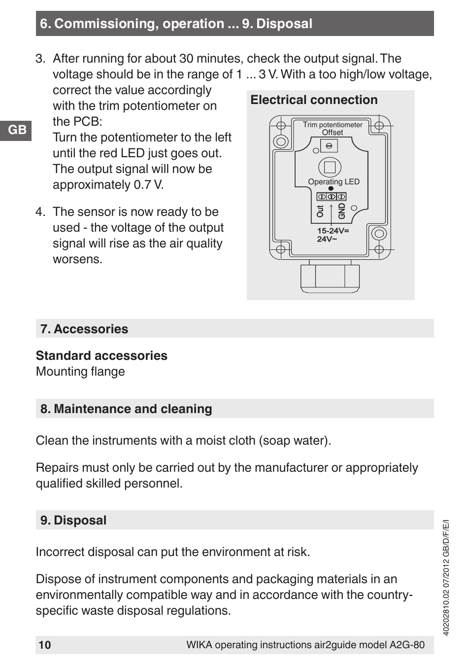 WIKA A2G-80 User Manual | Page 10 / 44