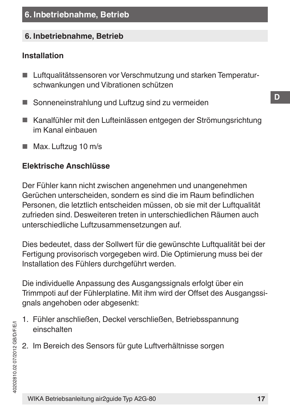 WIKA A2G-80 User Manual | Page 17 / 44