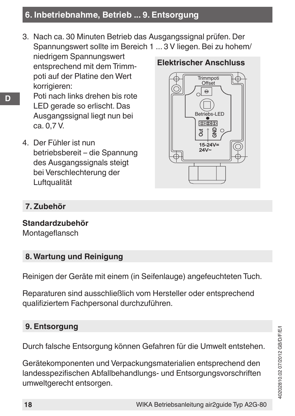 WIKA A2G-80 User Manual | Page 18 / 44