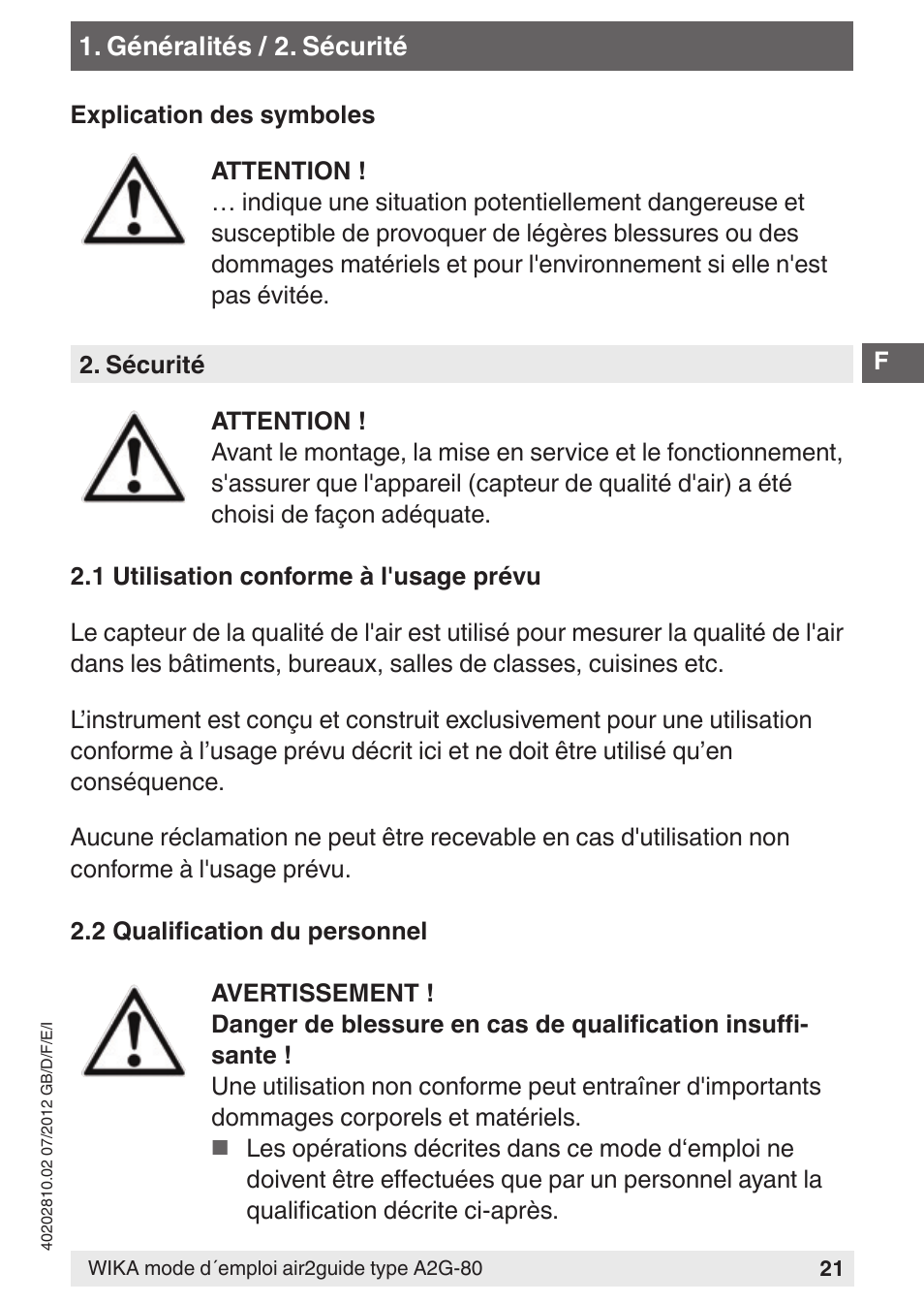 WIKA A2G-80 User Manual | Page 21 / 44