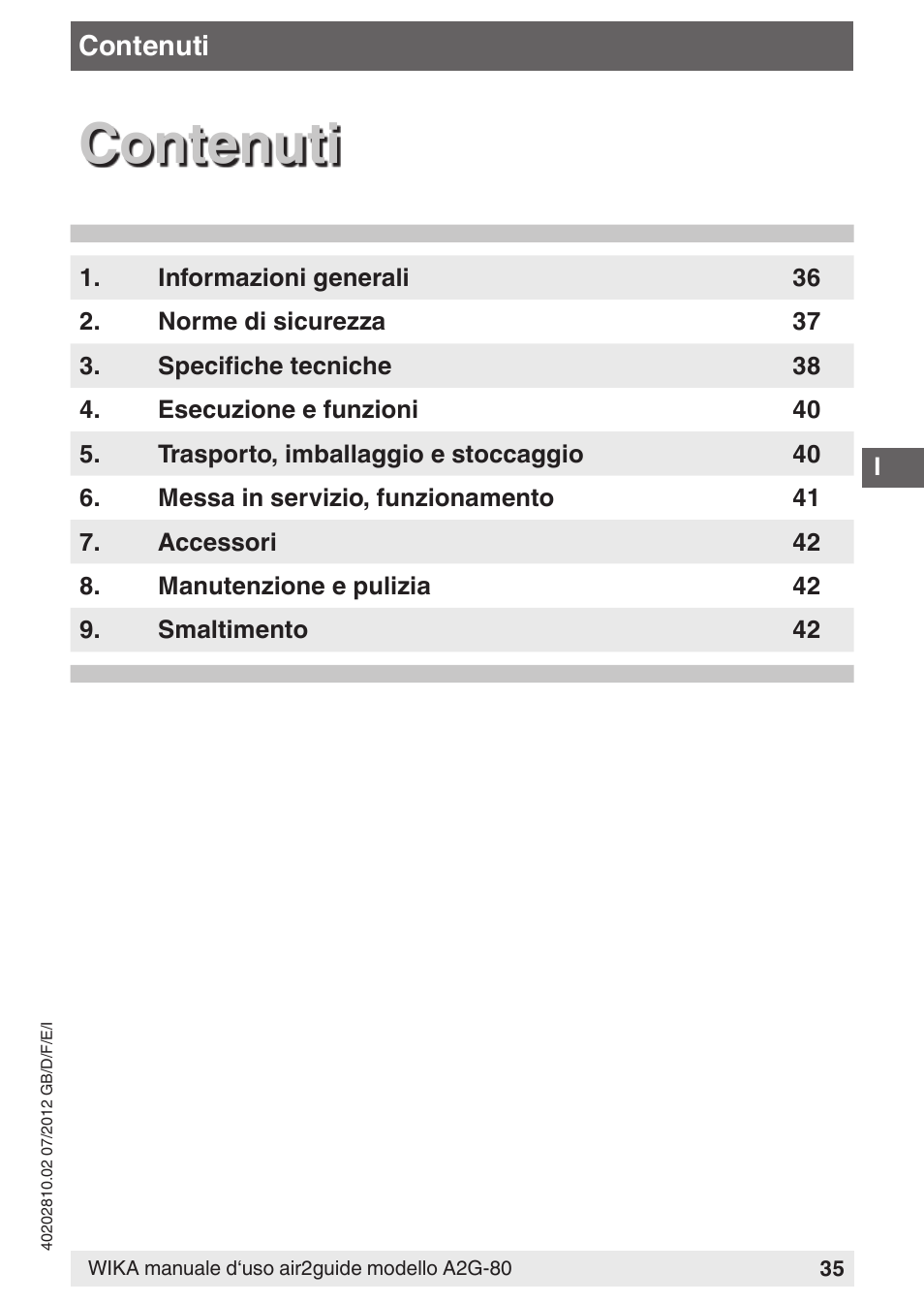 Contenuti | WIKA A2G-80 User Manual | Page 35 / 44