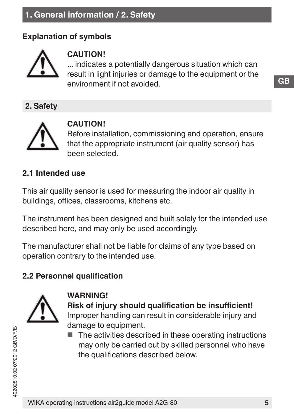 WIKA A2G-80 User Manual | Page 5 / 44