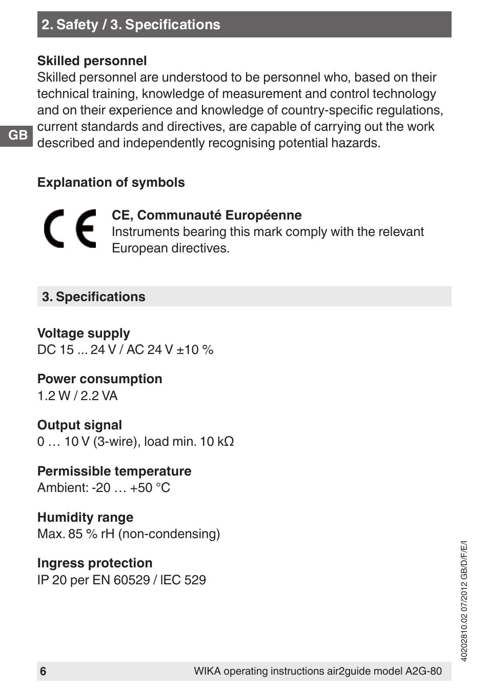 WIKA A2G-80 User Manual | Page 6 / 44