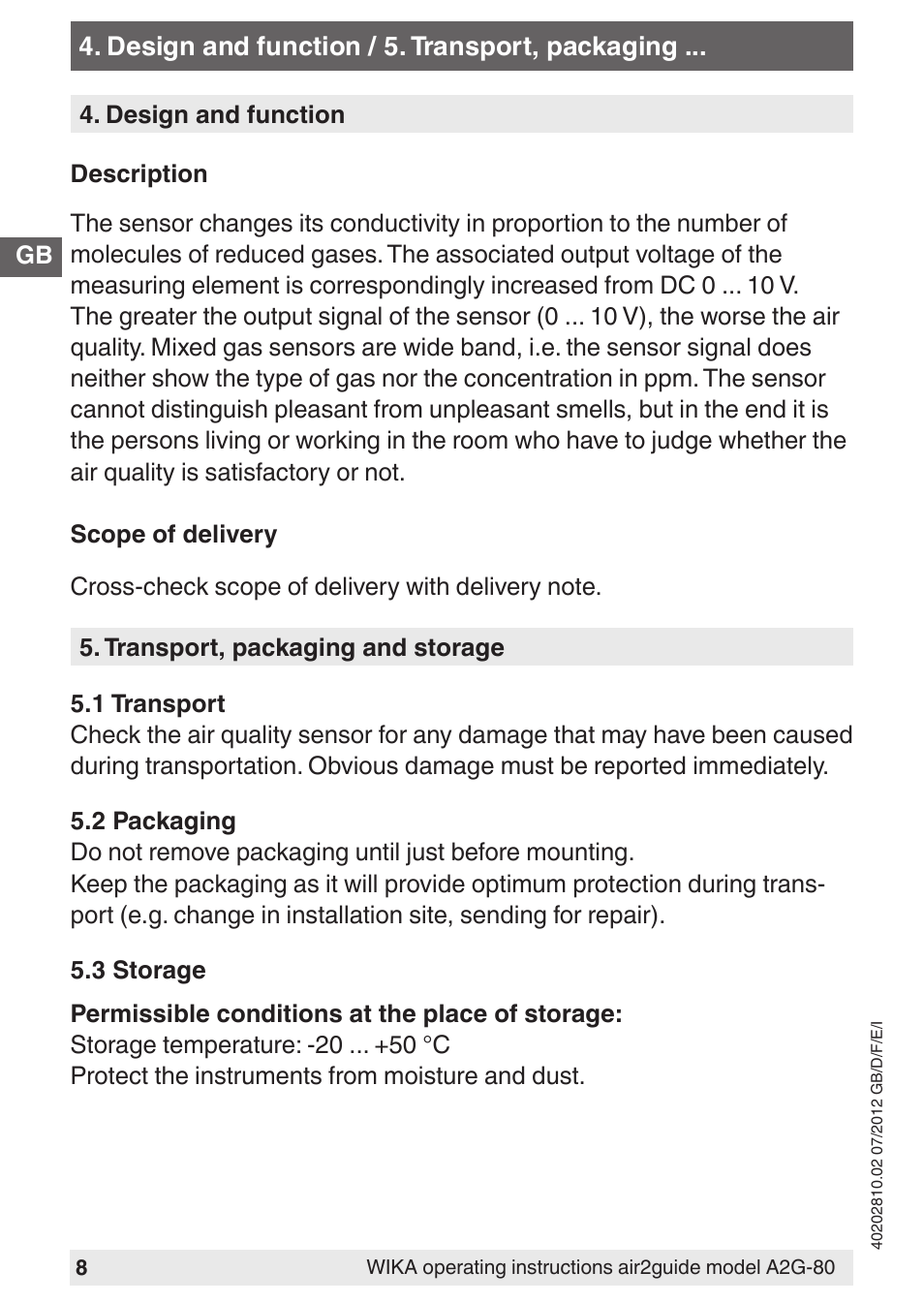WIKA A2G-80 User Manual | Page 8 / 44