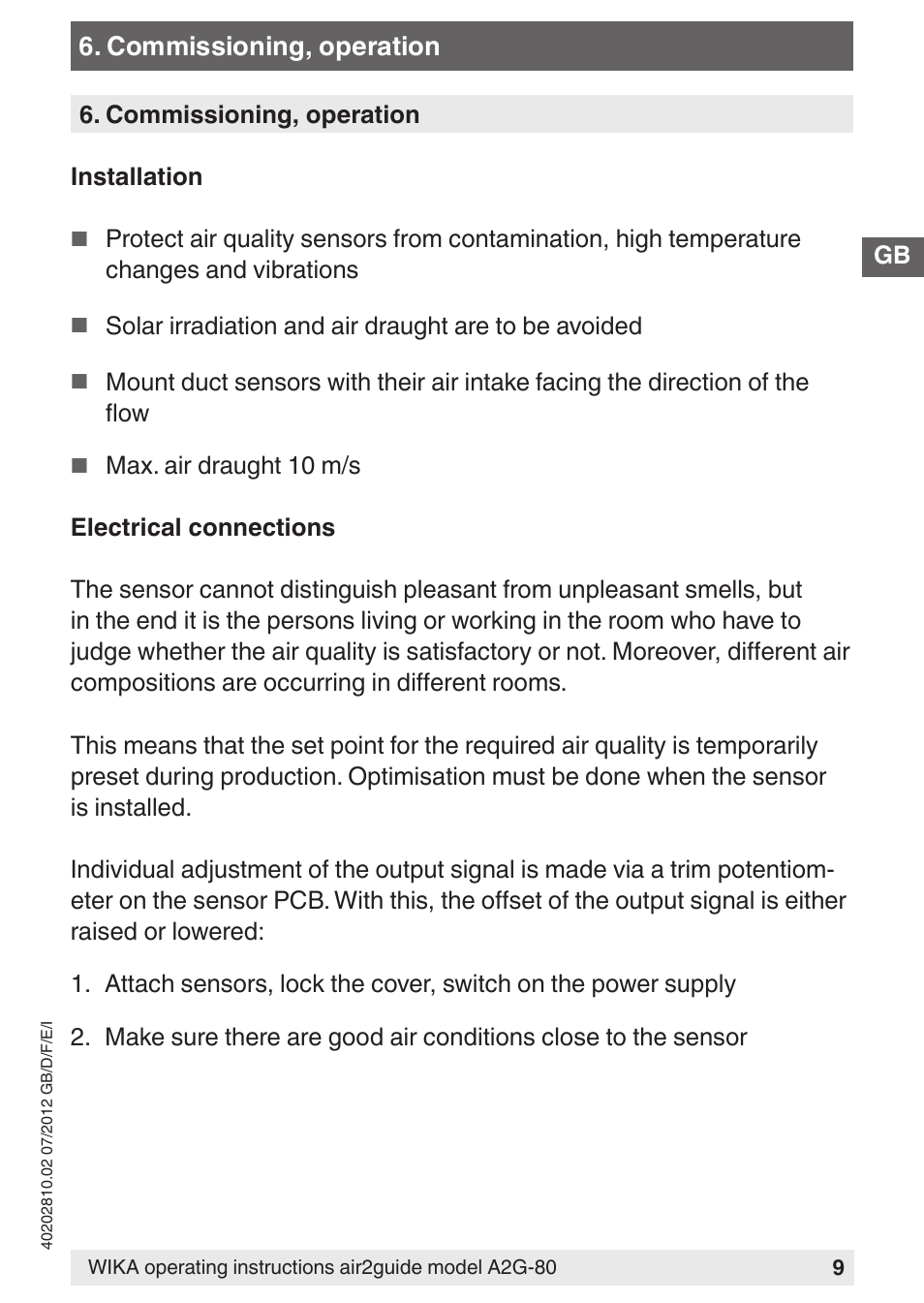 WIKA A2G-80 User Manual | Page 9 / 44