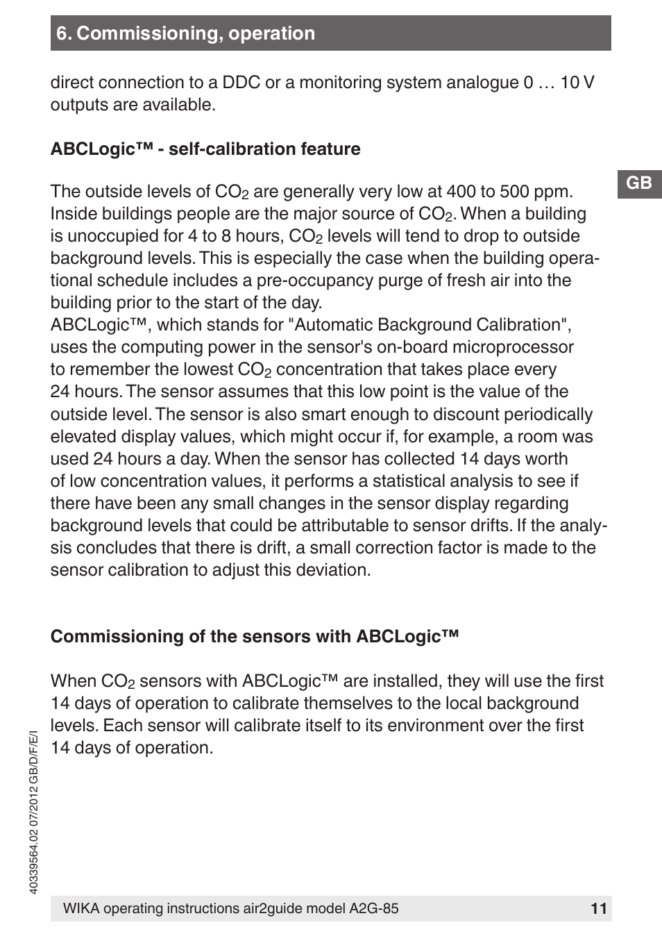 WIKA A2G-85 User Manual | Page 11 / 56