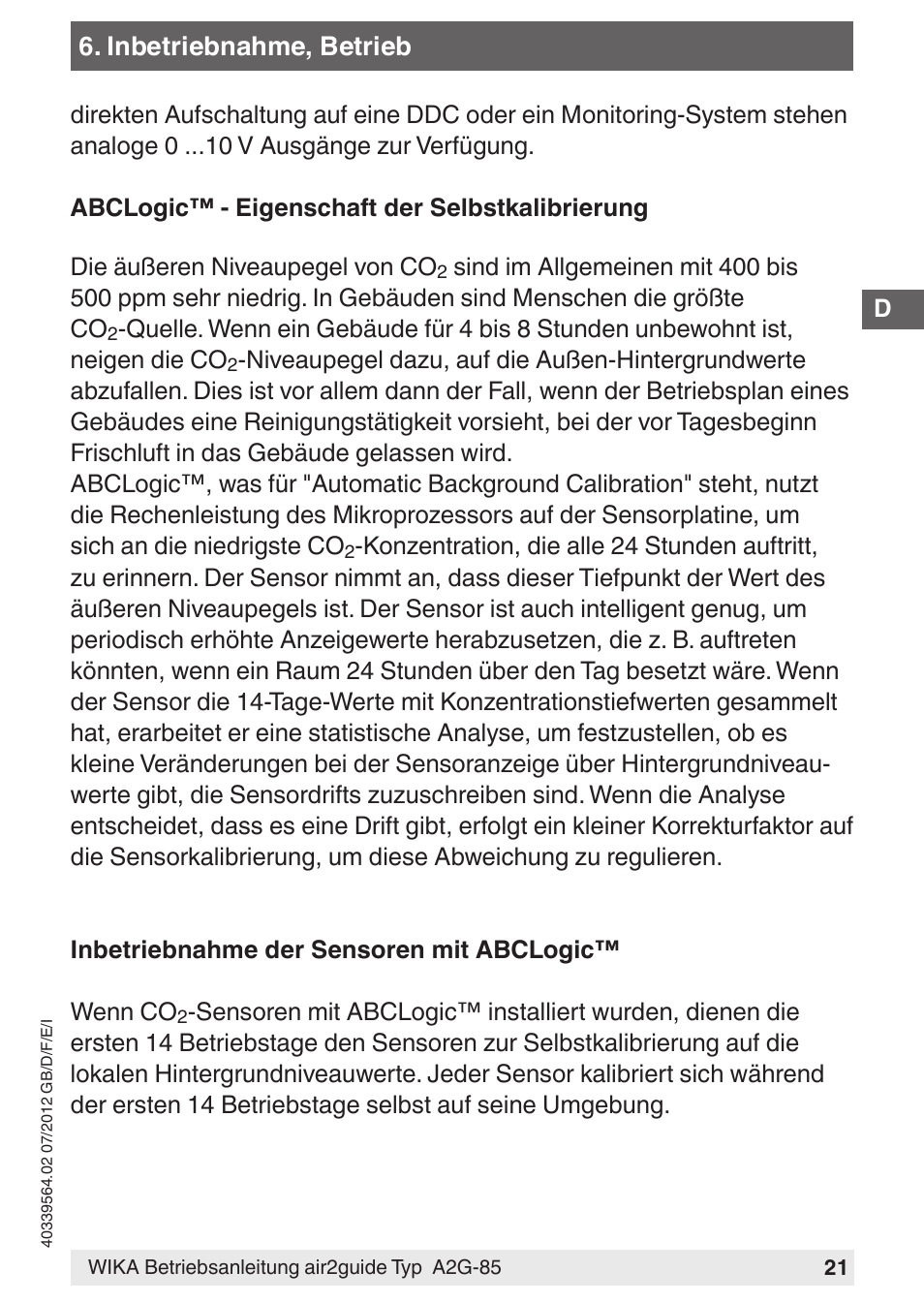 WIKA A2G-85 User Manual | Page 21 / 56