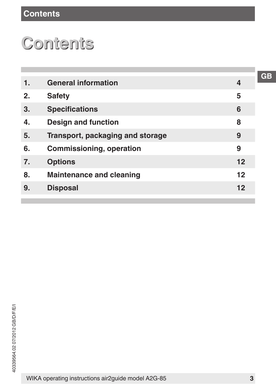 WIKA A2G-85 User Manual | Page 3 / 56