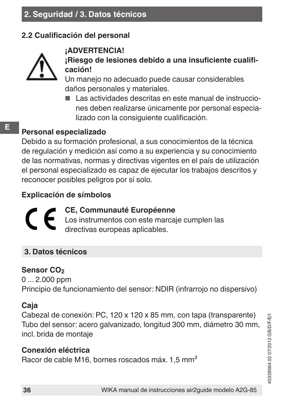WIKA A2G-85 User Manual | Page 36 / 56