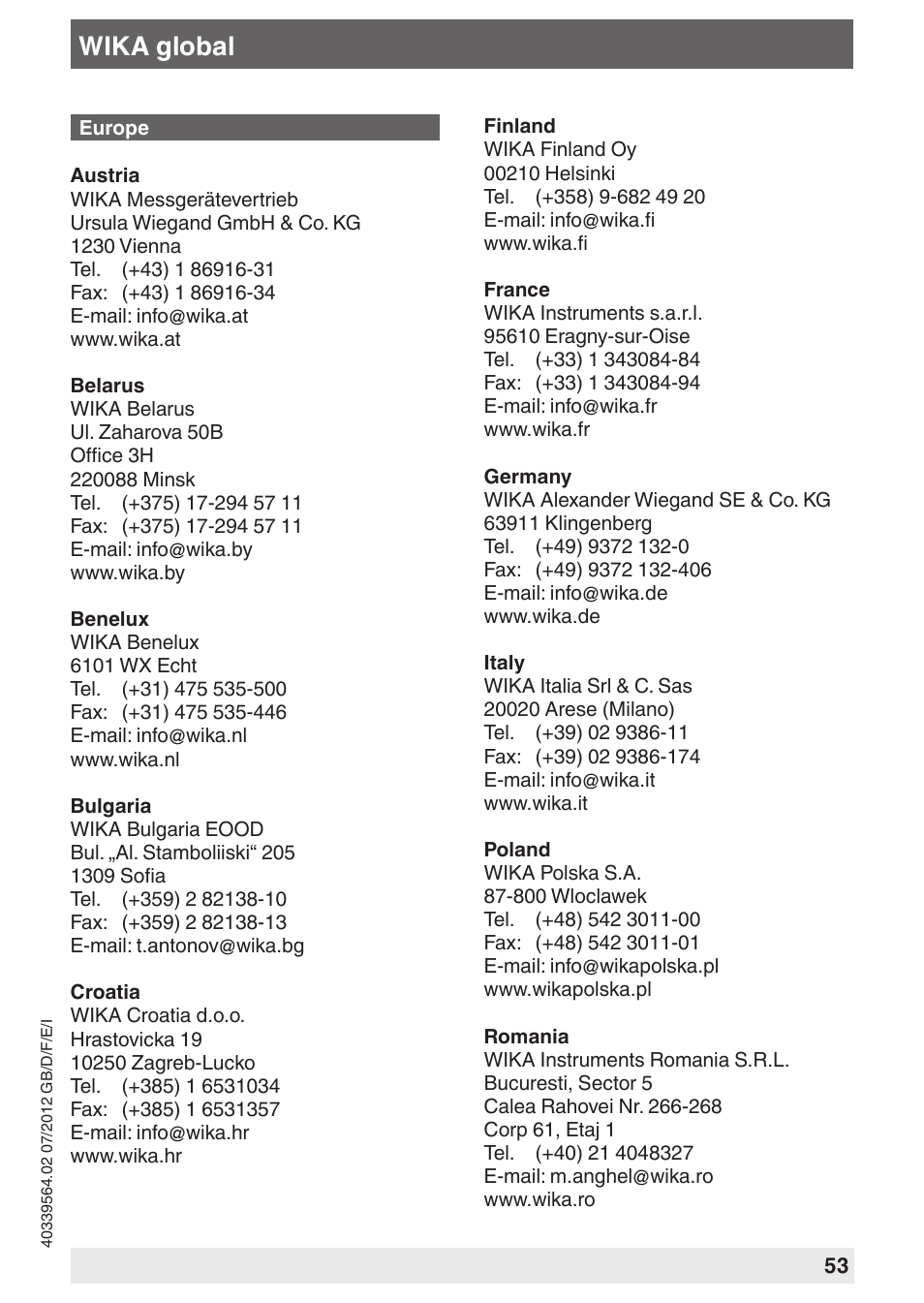 Wika global | WIKA A2G-85 User Manual | Page 53 / 56
