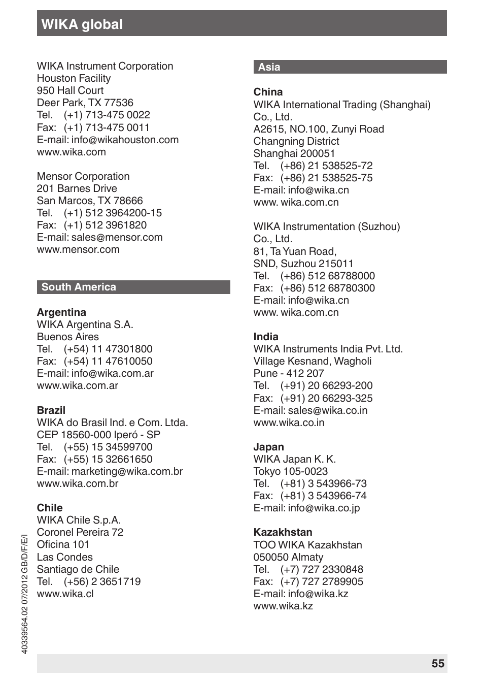 Wika global | WIKA A2G-85 User Manual | Page 55 / 56
