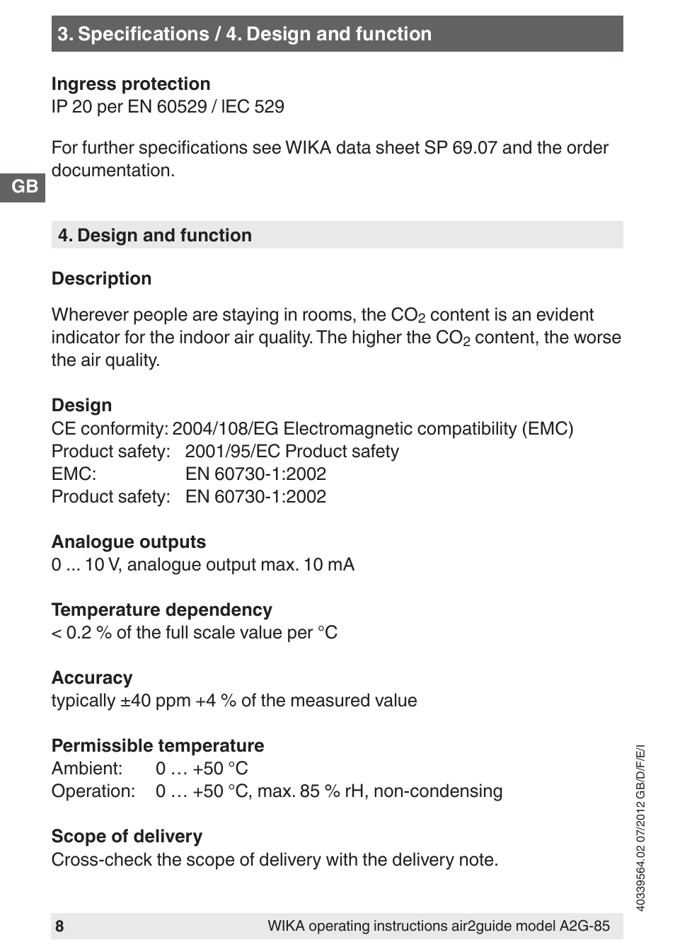 WIKA A2G-85 User Manual | Page 8 / 56