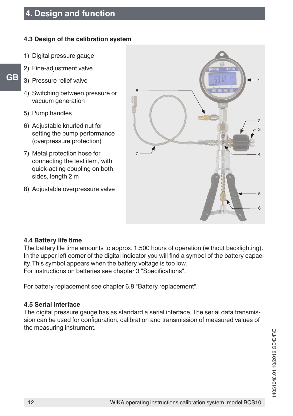 Gb 4. design and function | WIKA BCS10 User Manual | Page 12 / 108