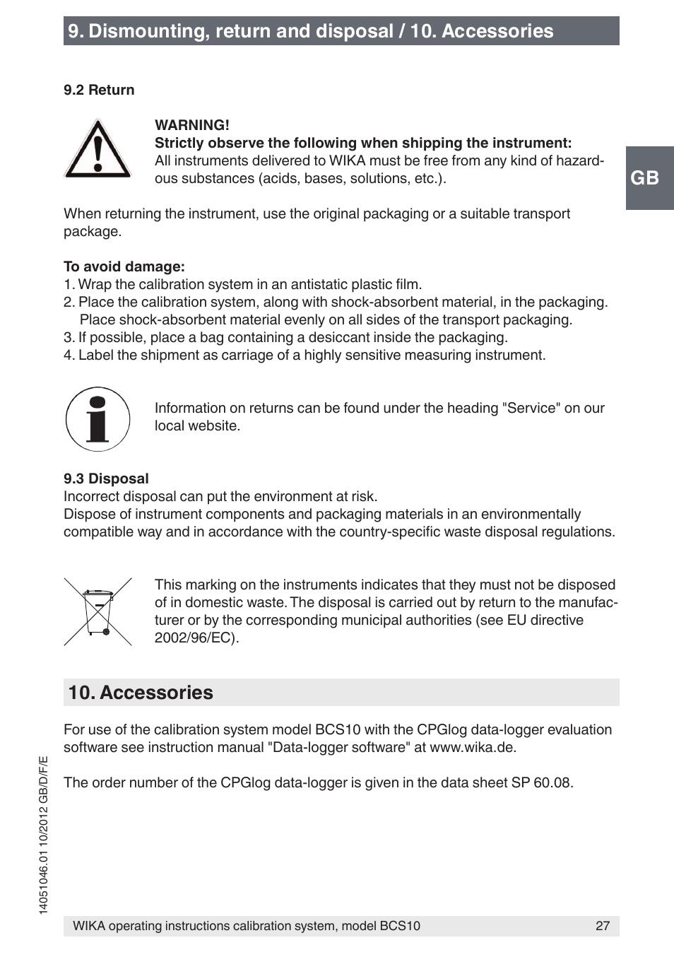 Accessories | WIKA BCS10 User Manual | Page 27 / 108