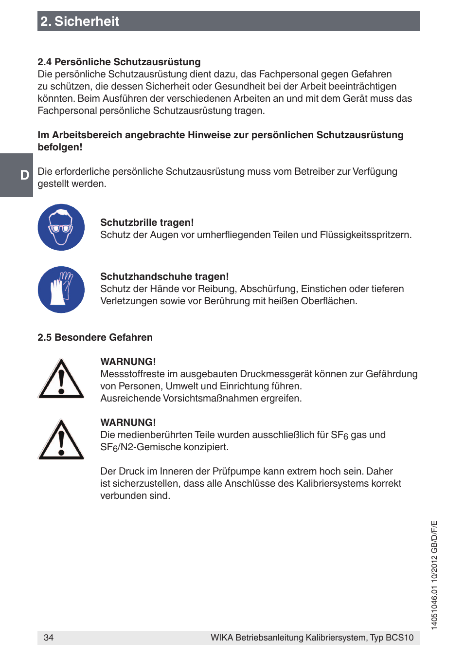 D2. sicherheit | WIKA BCS10 User Manual | Page 34 / 108