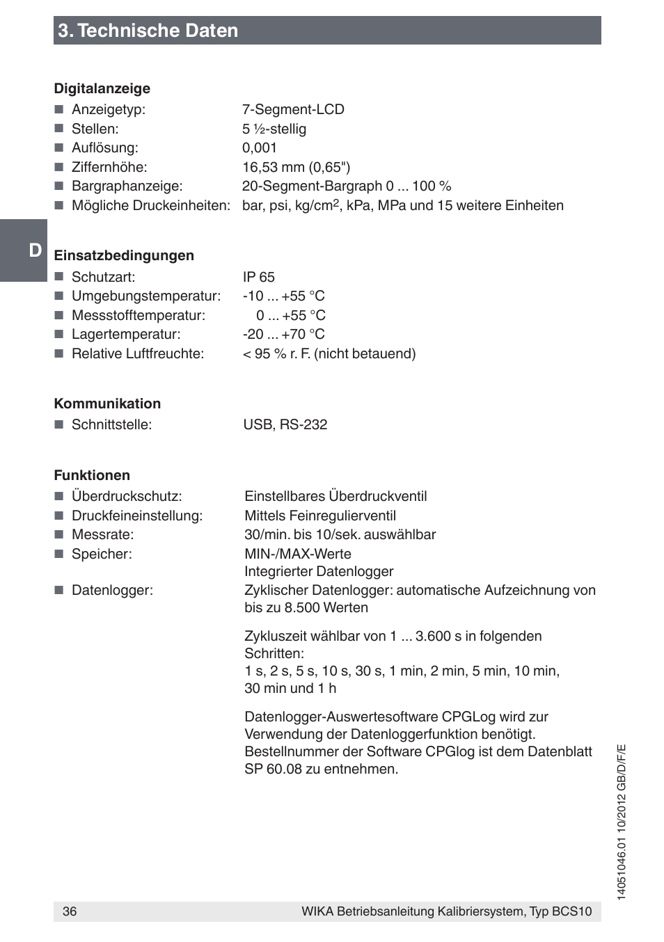 D3. technische daten | WIKA BCS10 User Manual | Page 36 / 108