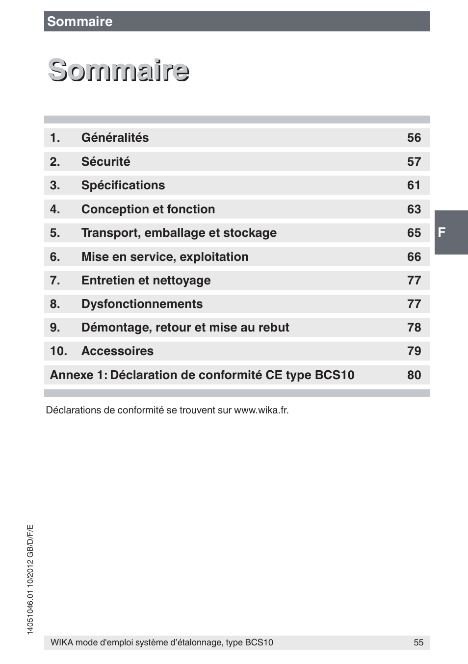 Sommaire | WIKA BCS10 User Manual | Page 55 / 108