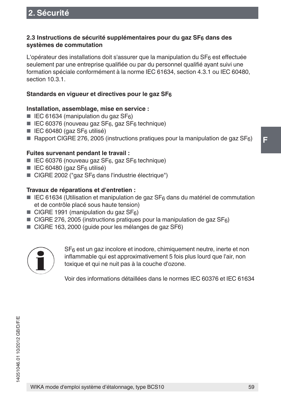 F2. sécurité | WIKA BCS10 User Manual | Page 59 / 108