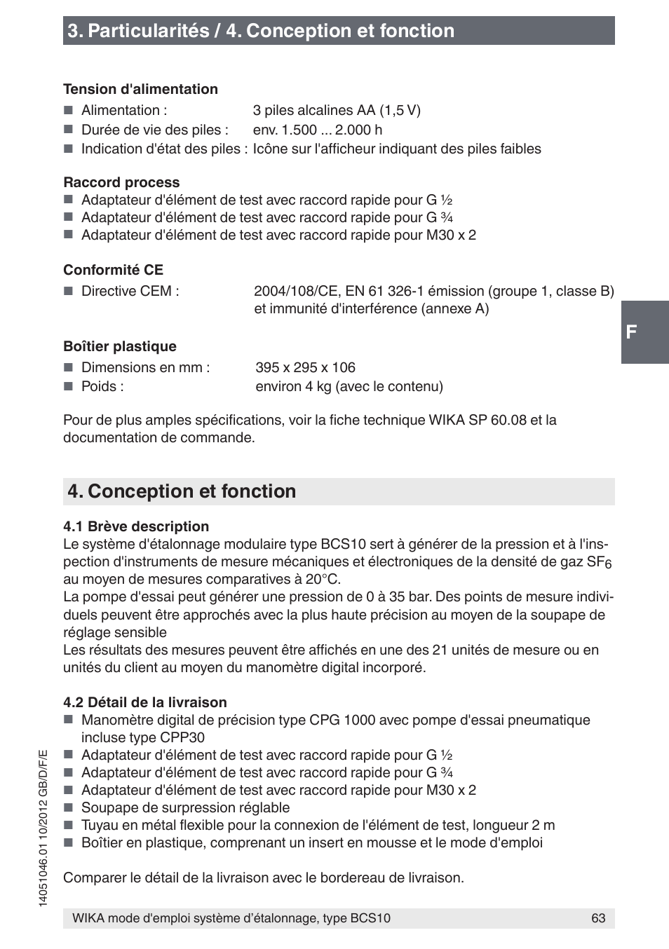 F3. particularités / 4. conception et fonction, Conception et fonction | WIKA BCS10 User Manual | Page 63 / 108