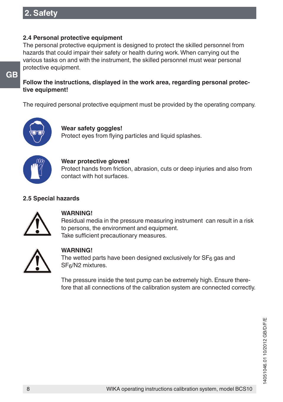 Gb 2. safety | WIKA BCS10 User Manual | Page 8 / 108