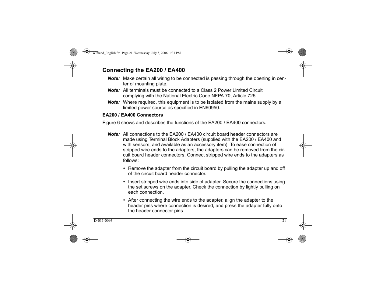 Connecting the ea200 / ea400 | Winland Electronics EA400 User Manual | Page 23 / 56