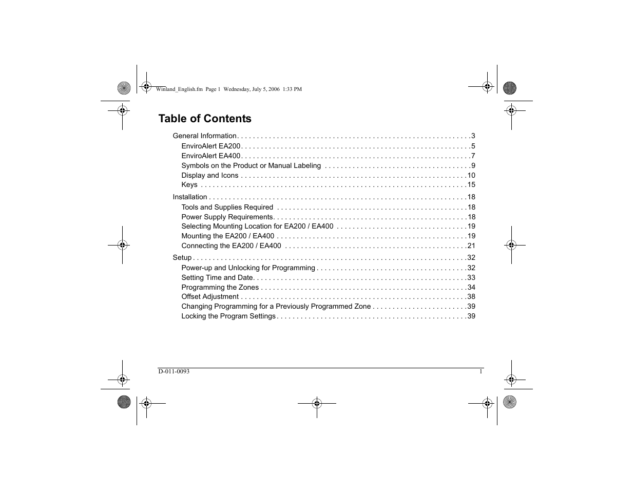 Winland Electronics EA400 User Manual | Page 3 / 56
