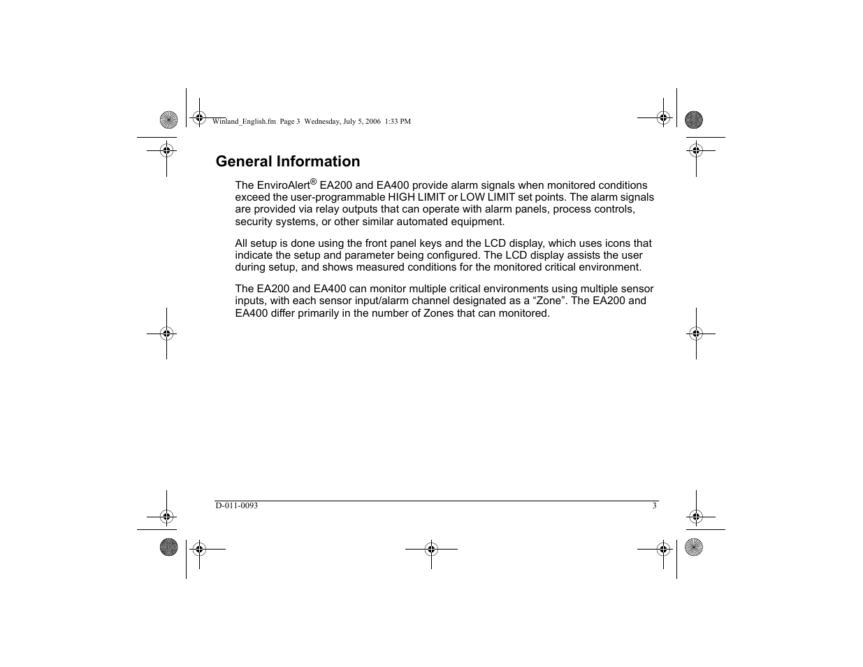 General information | Winland Electronics EA400 User Manual | Page 5 / 56