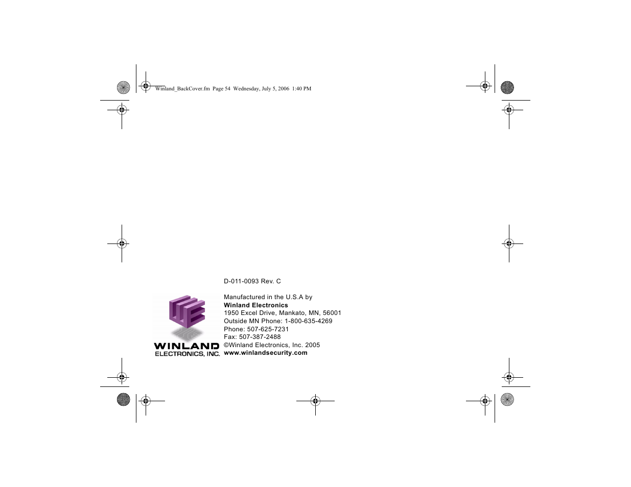 Winland Electronics EA400 User Manual | Page 56 / 56