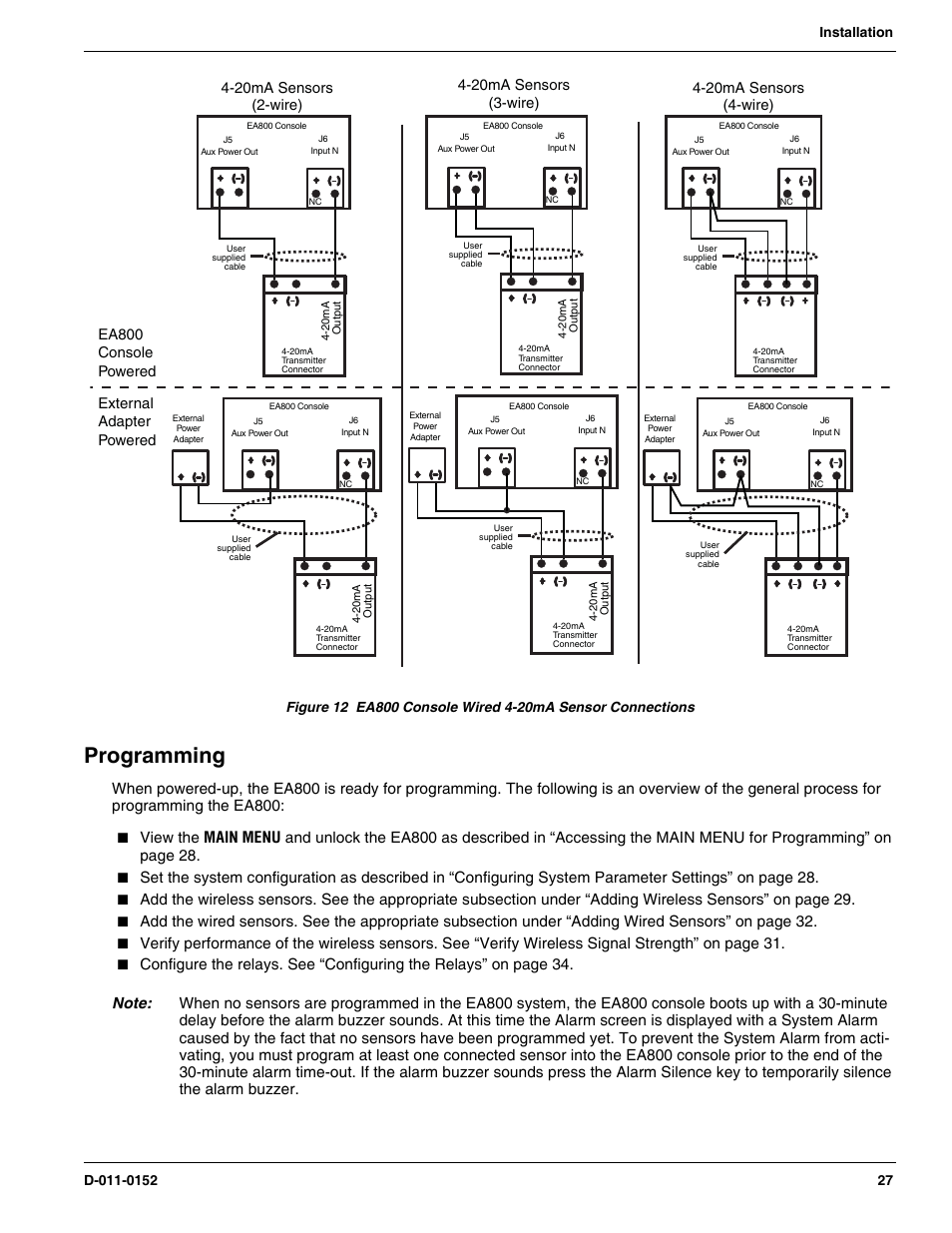 Programming, 20ma sensors (2-wire), 20ma sensors (4-wire) | Winland Electronics EA800-ip User Manual | Page 27 / 60