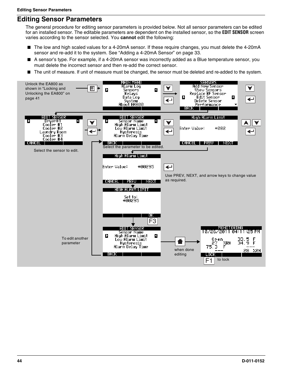 Editing sensor parameters | Winland Electronics EA800-ip User Manual | Page 44 / 60