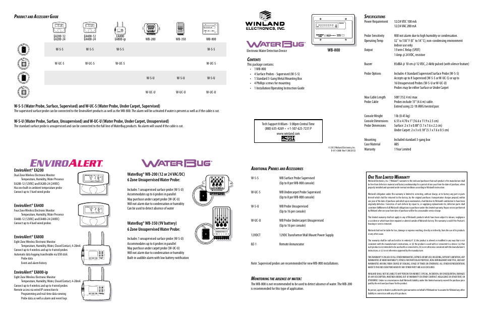 Winland Electronics WB800 User Manual | Page 4 / 4