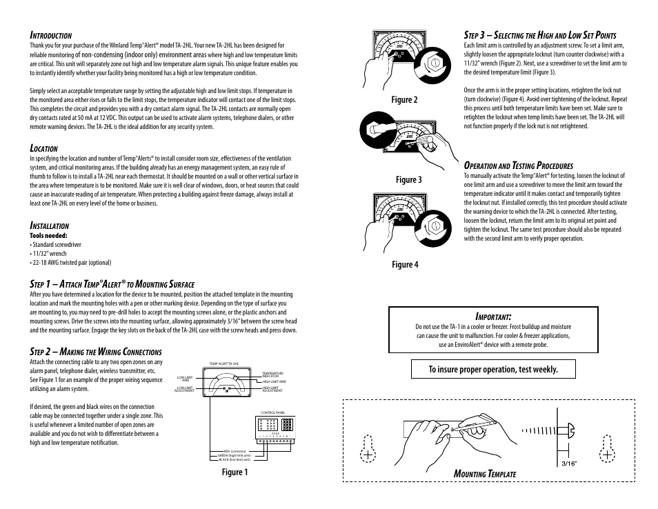 1 – a, 2 – m, 3 – s | Winland Electronics TA-2HL User Manual | Page 2 / 4