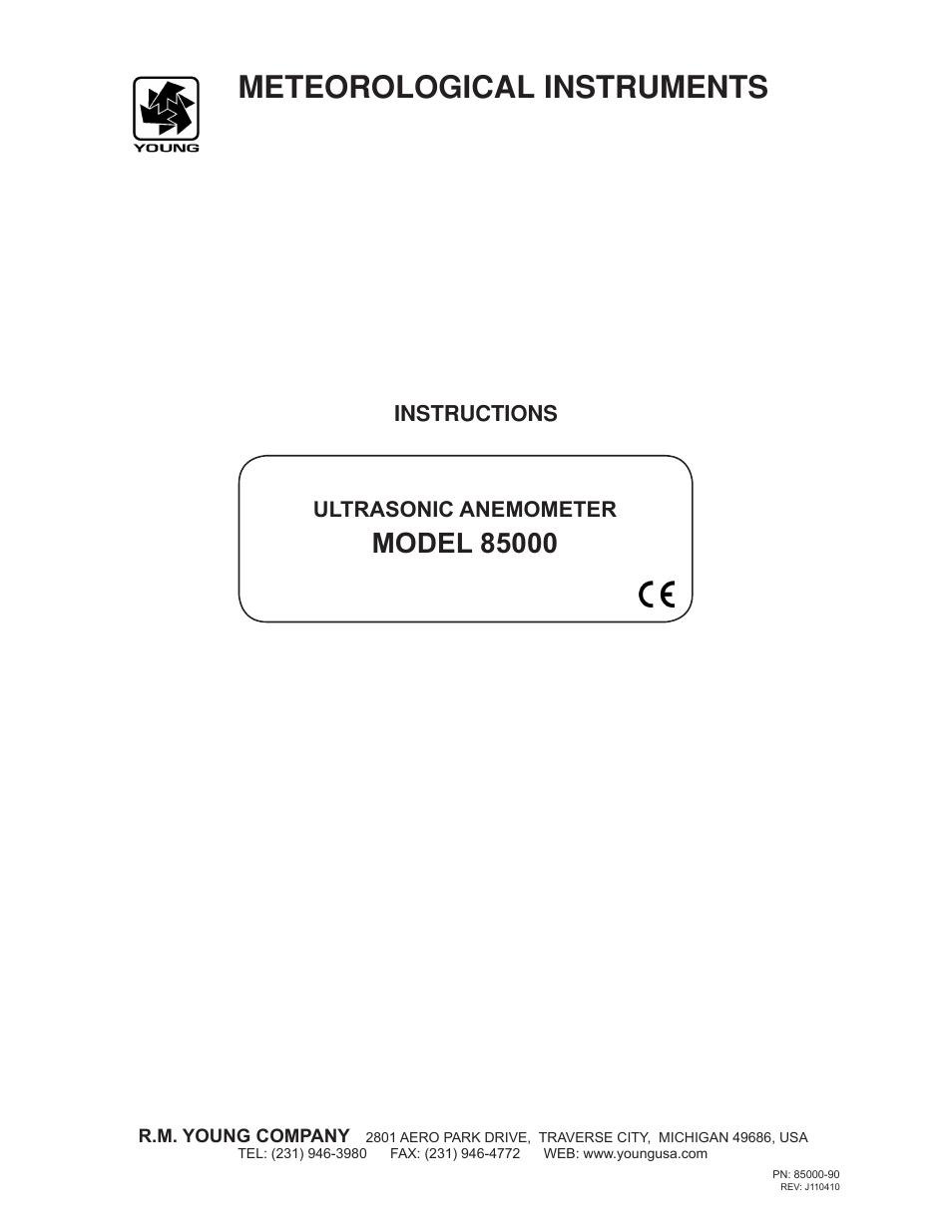 Young Ultrasonic Anemometer Voltage and Serial Output Model 85000 User Manual | 16 pages