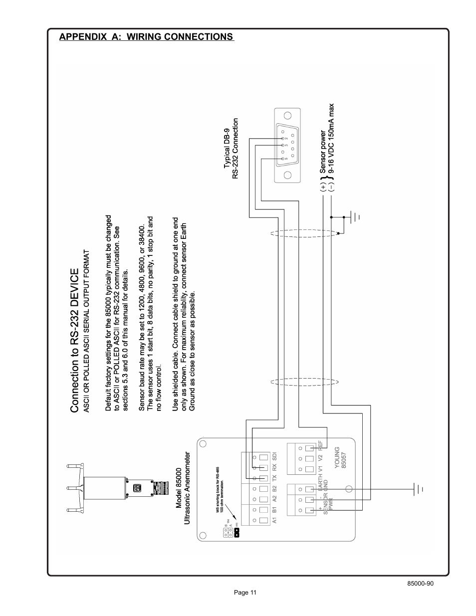 Appendix a: wiring connections | Young Ultrasonic Anemometer Voltage and Serial Output Model 85000 User Manual | Page 14 / 16