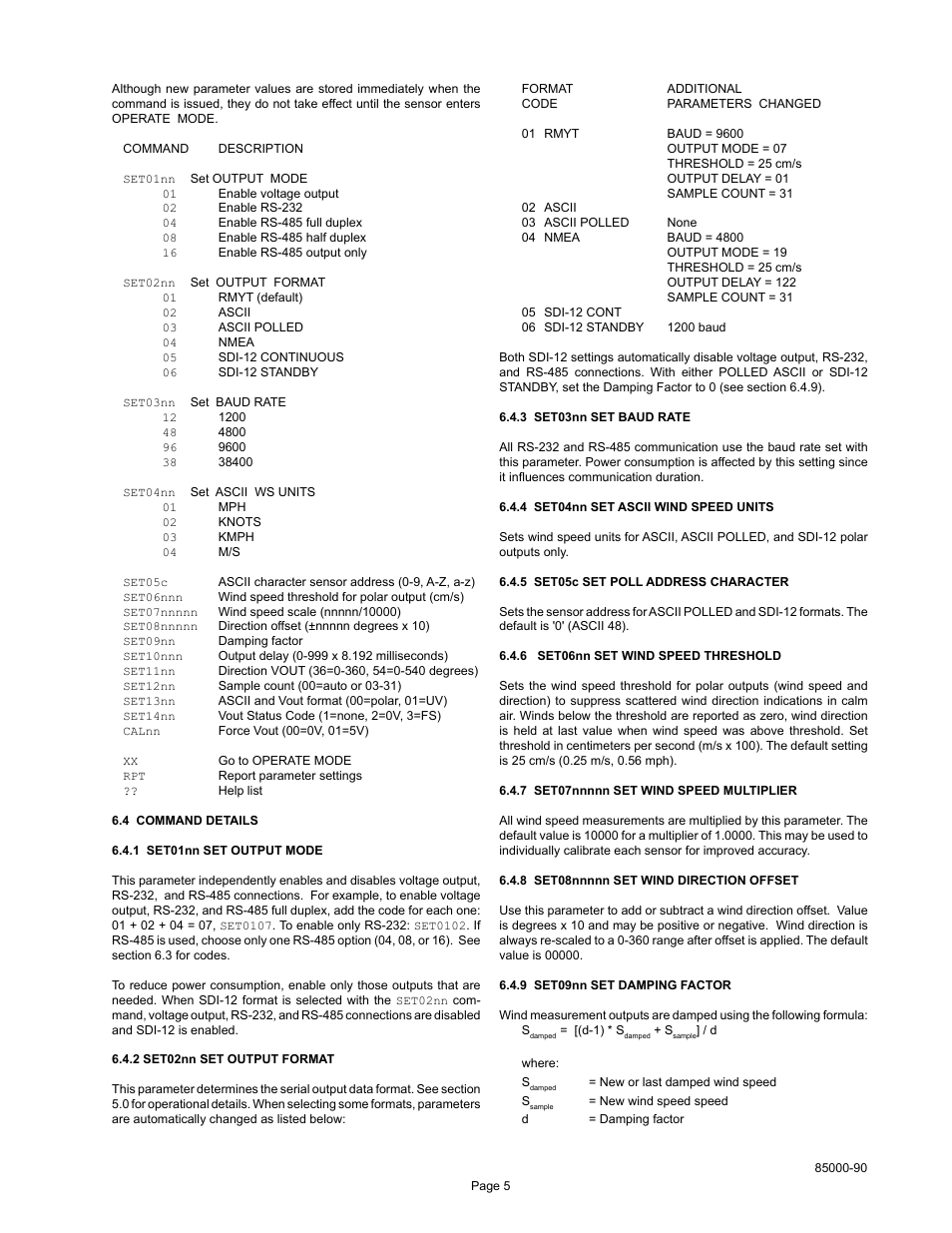 Young Ultrasonic Anemometer Voltage and Serial Output Model 85000 User Manual | Page 8 / 16