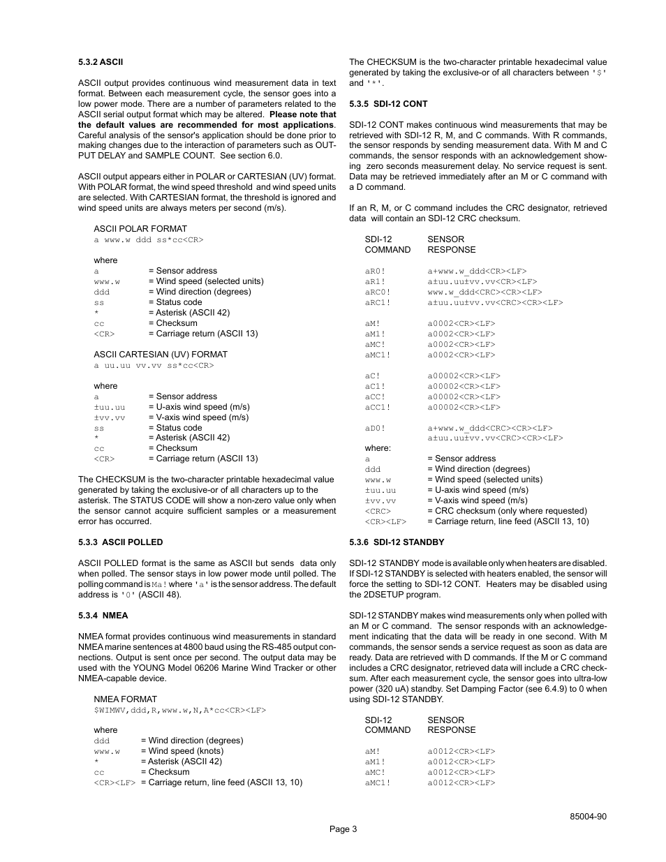 Young Ultrasonic Anemometer Heated Model 85004 User Manual | Page 6 / 16