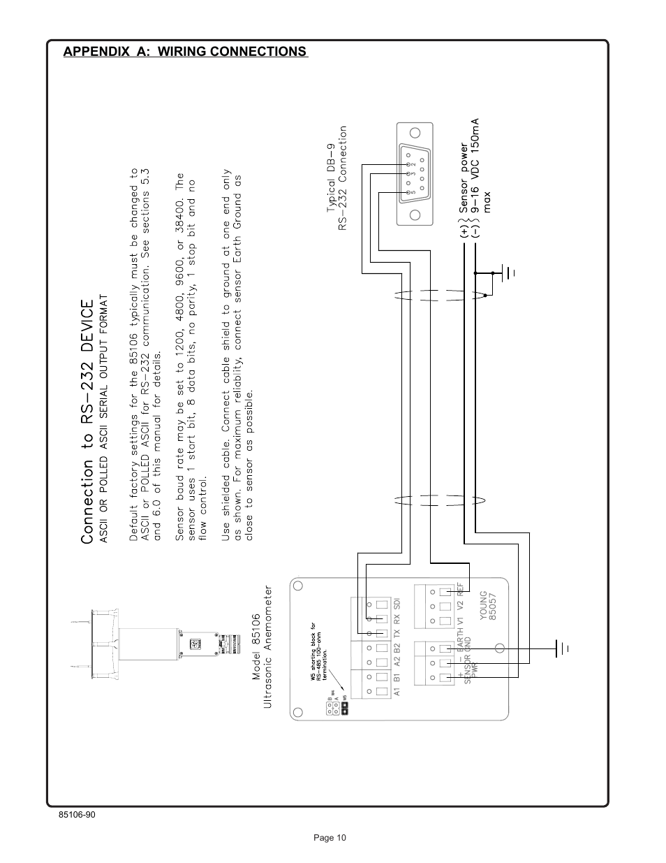 Appendix a: wiring connections | Young Ultrasonic Anemometer Marine Model Model 85106 User Manual | Page 13 / 16