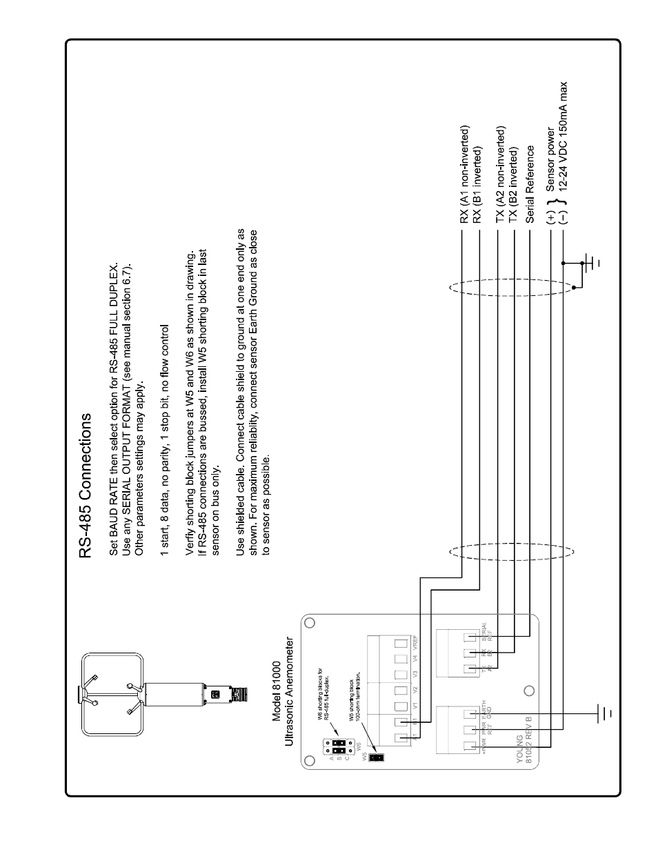 Appendix a: wiring connections | Young Ultrasonic Anemometer Voltage and Serial Output Model 81000 User Manual | Page 10 / 11