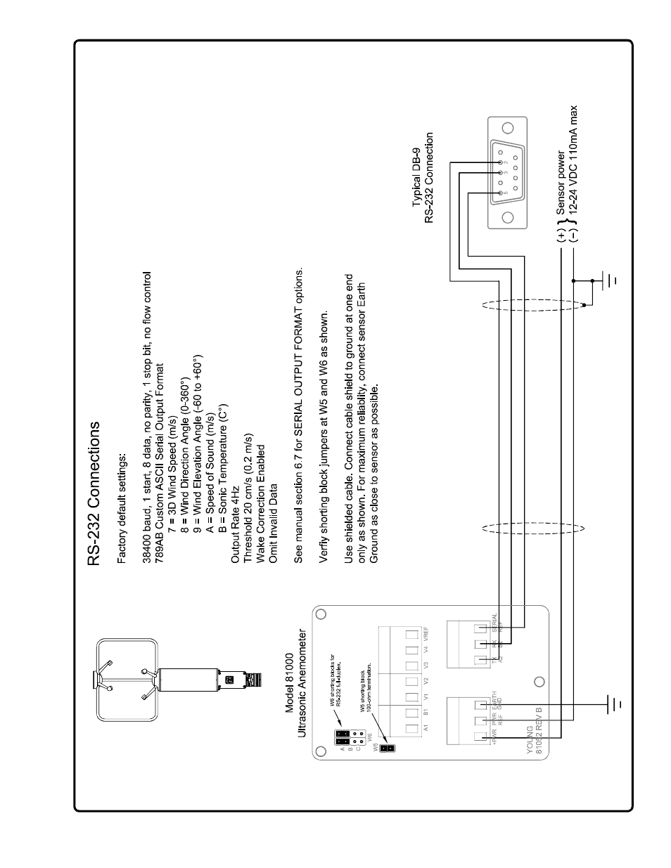 Appendix a: wiring connections | Young Ultrasonic Anemometer Voltage and Serial Output Model 81000 User Manual | Page 8 / 11