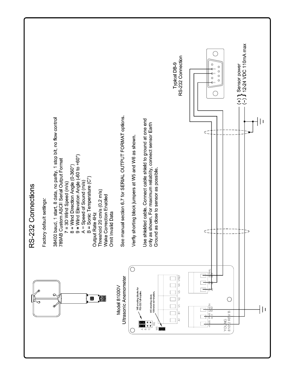 Appendix a: wiring connections | Young Ultrasonic Anemometer Voltage Inputs Model 81000V User Manual | Page 7 / 10