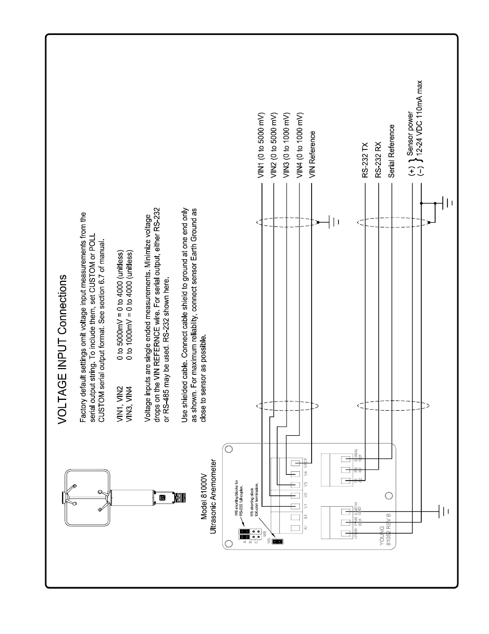 Appendix a: wiring connections | Young Ultrasonic Anemometer Voltage Inputs Model 81000V User Manual | Page 8 / 10