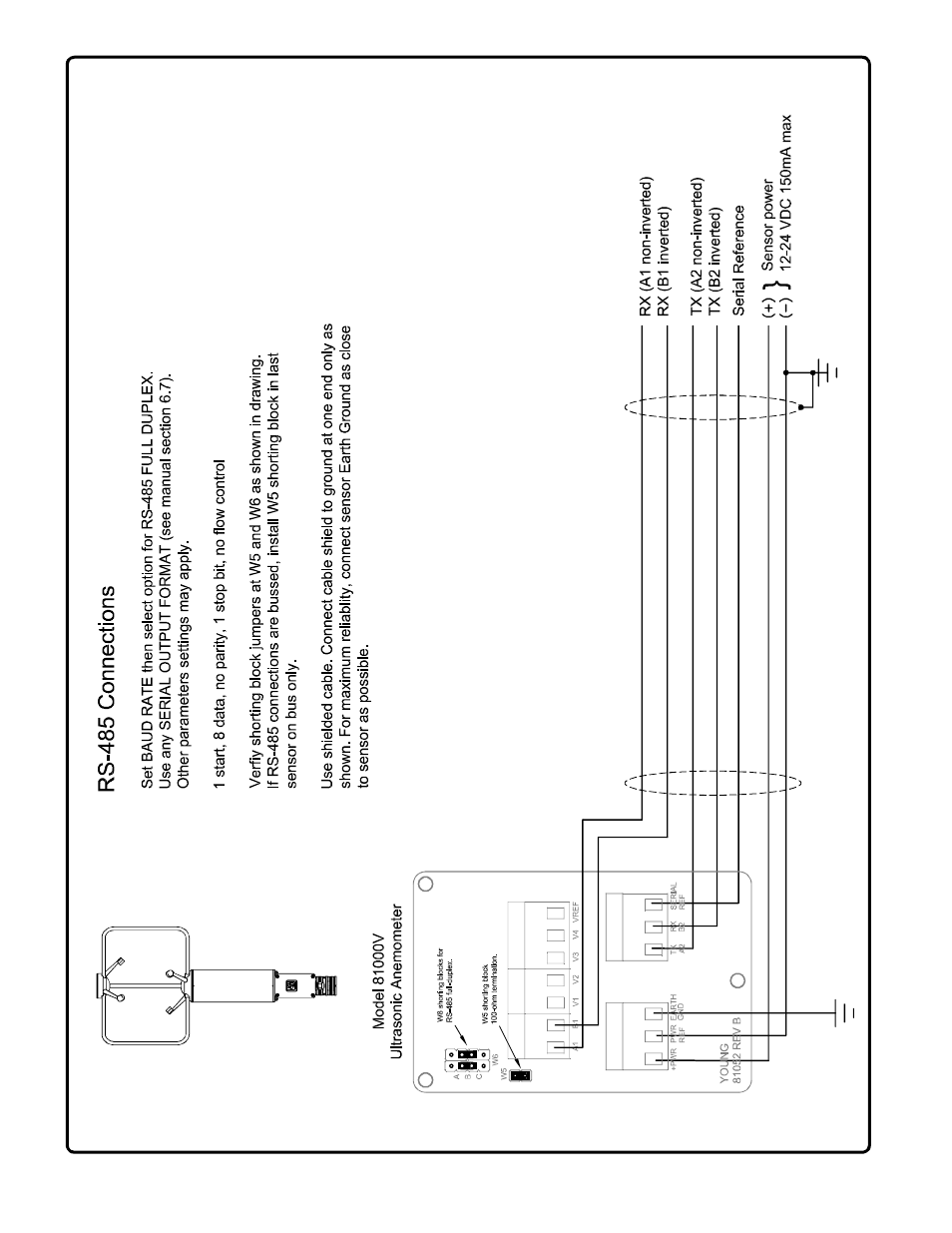 Appendix a: wiring connections | Young Ultrasonic Anemometer Voltage Inputs Model 81000V User Manual | Page 9 / 10
