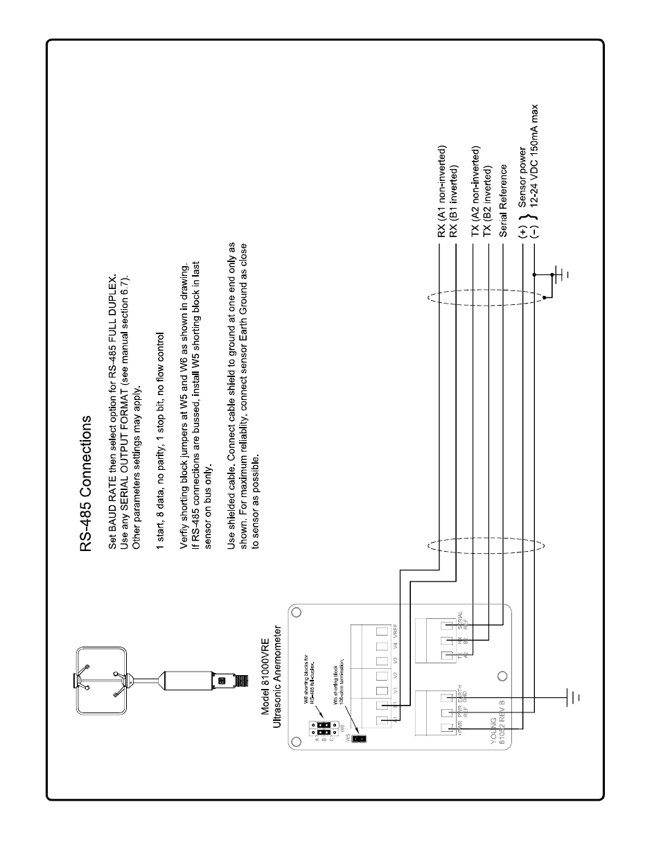 Appendix a: wiring connections | Young Ultrasonic Anemometer Model 81000VRE User Manual | Page 9 / 10