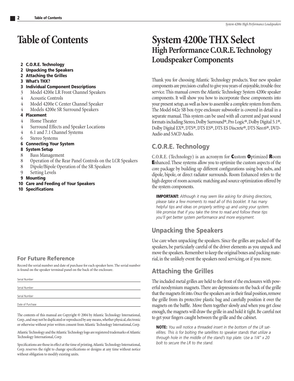 Atlantic Technology 4200e THX User Manual | Page 2 / 12