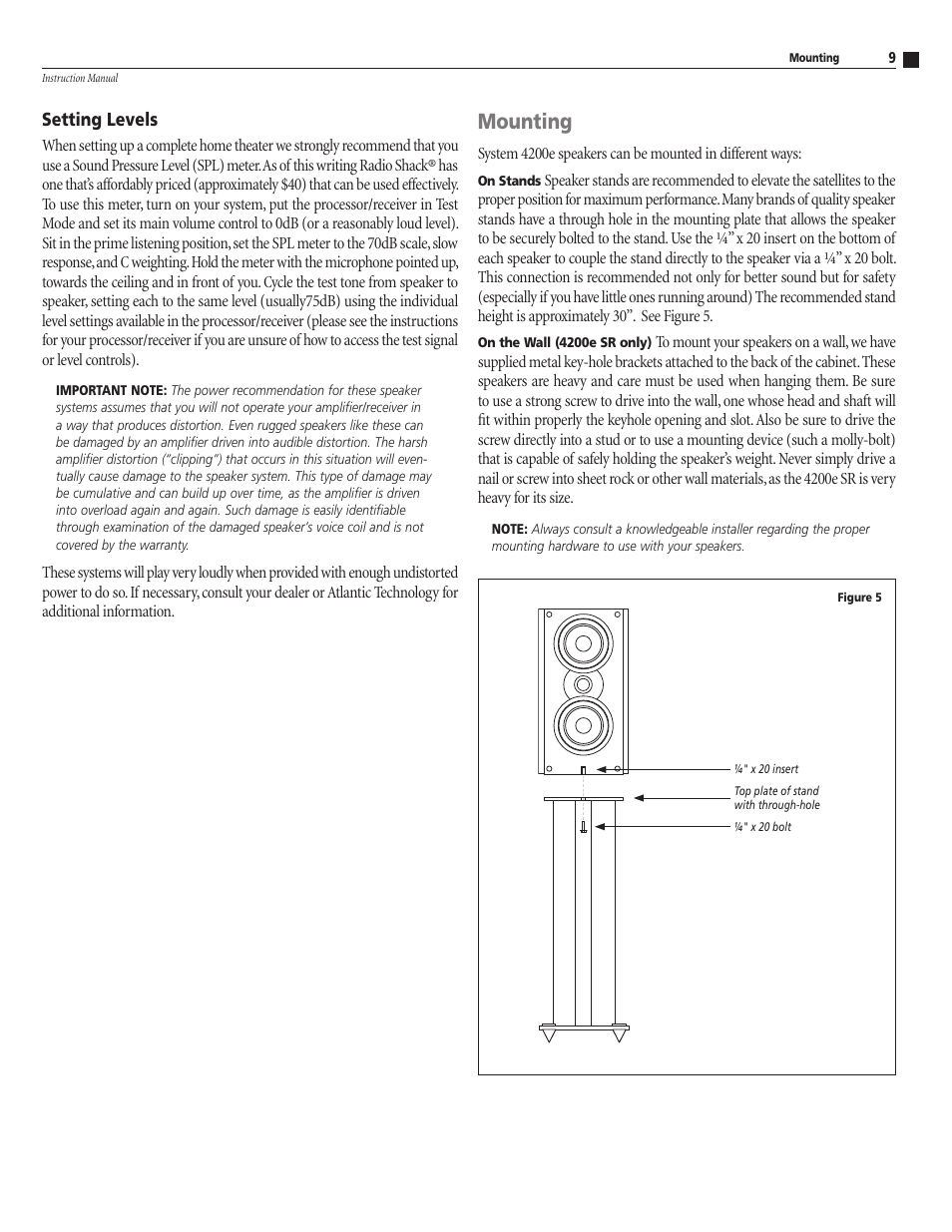Mounting | Atlantic Technology 4200e THX User Manual | Page 9 / 12